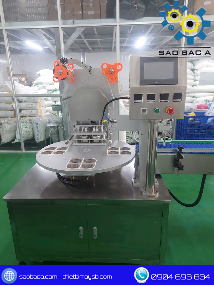 Máy chiết rót dán màng cốc sữa chua Sao Bắc Á lắp đặt tại TPHCM